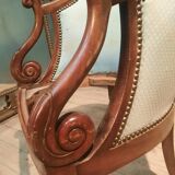 Pair of swan neck gondola armchairs