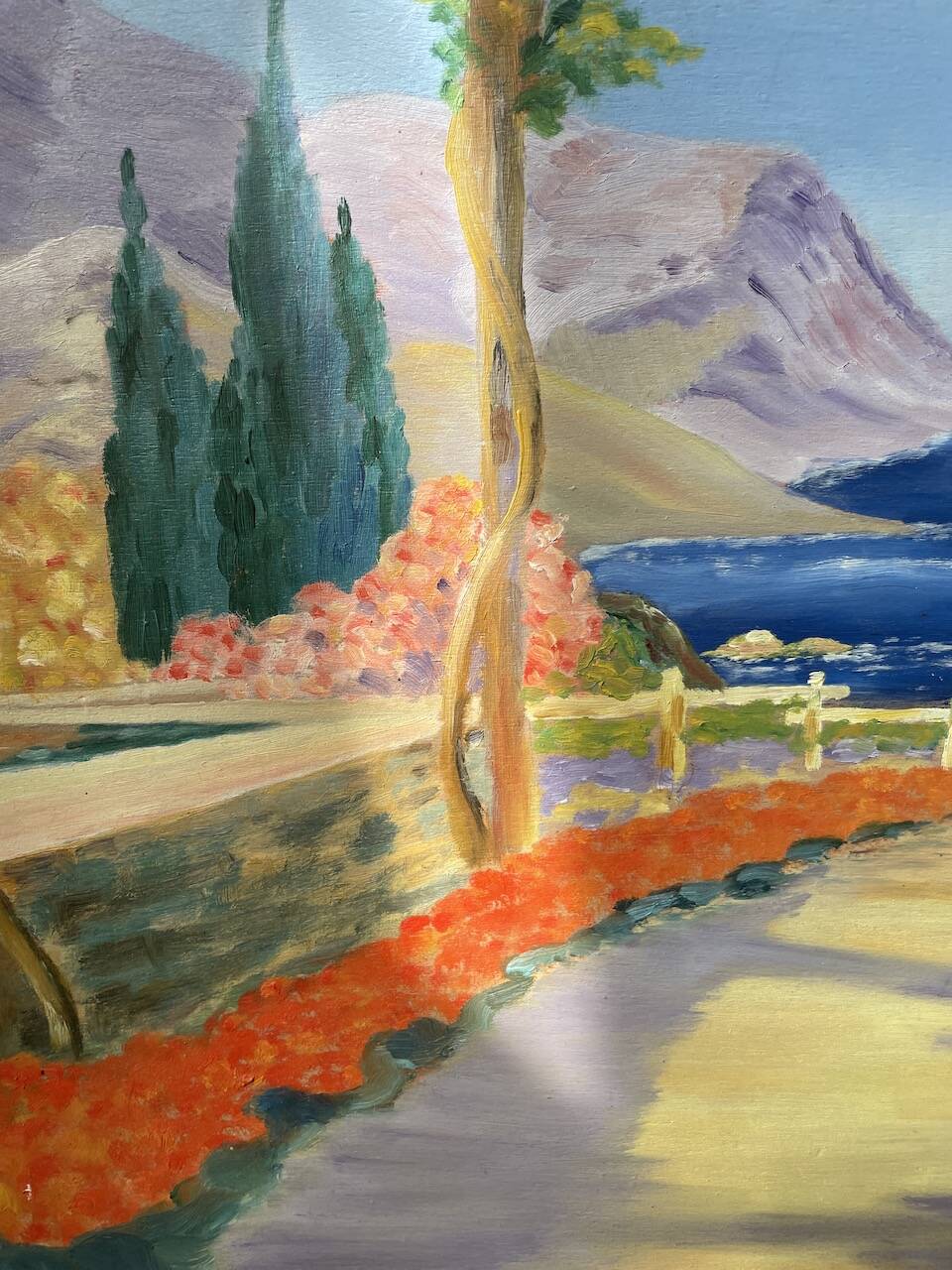 Oil on panel Sanary beach 1950