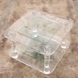 Table basse française Lucite et verre Maison Roméo, années 1970