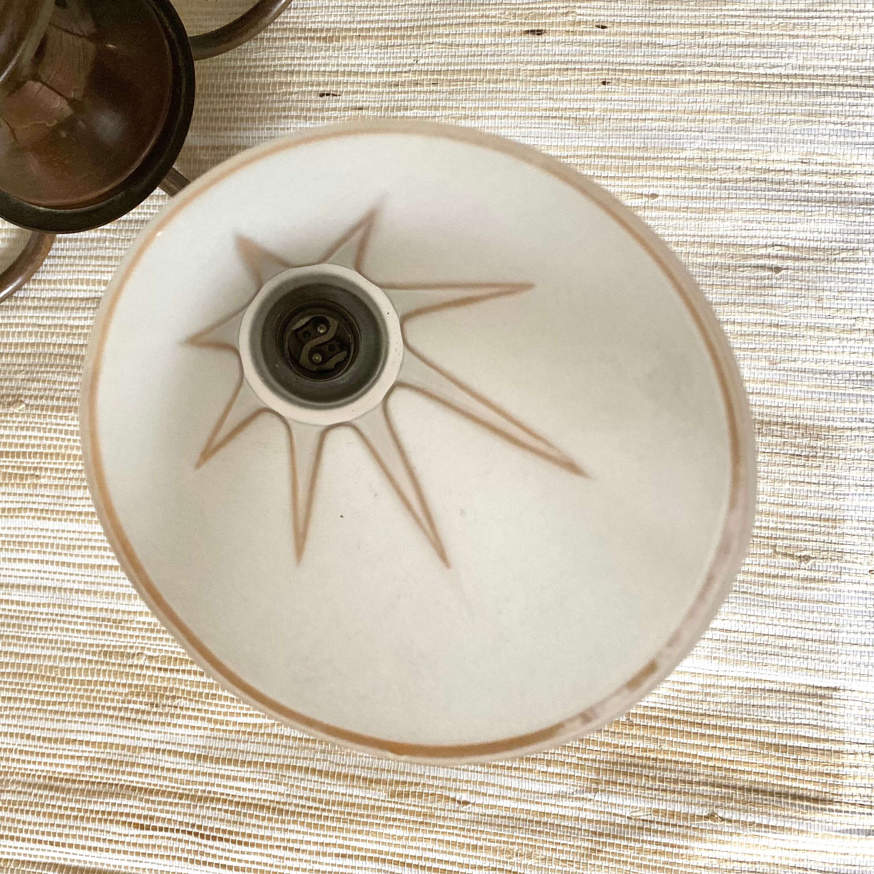 Art deco chandelier in copper and granite glass