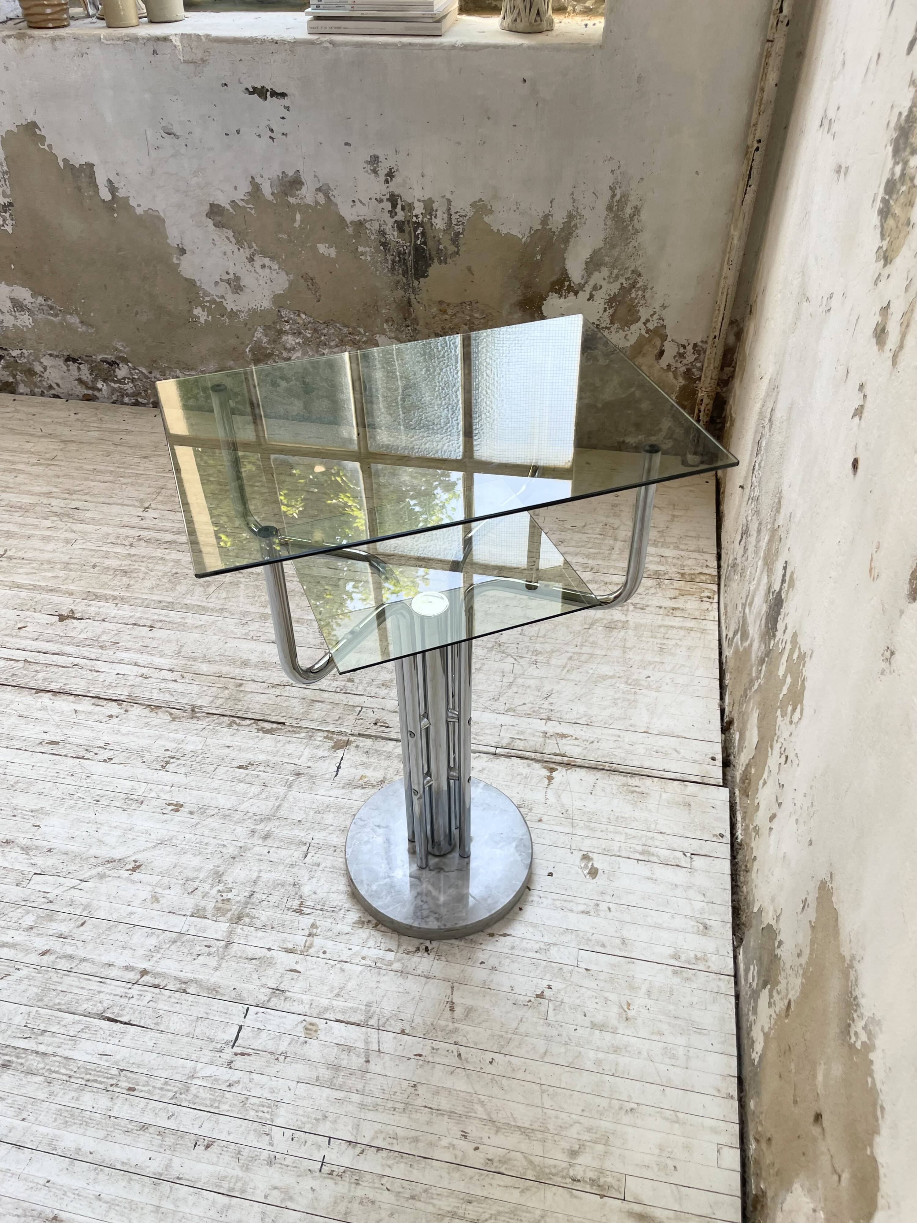 80s glass and marble console