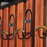 Italian Vintage Elegance – Brass and Teak Wall Clothes Hanger from the 1950