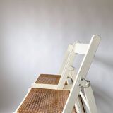 Pair folding chairs caning