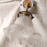 Art Deco wall sconce in porcelain, brass and crystal - early 20th century