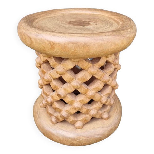 Tabouret Africain Bamiléké Brun Naturel