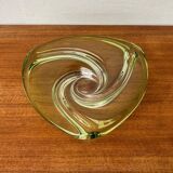 Mid-century modern crystal fruit bowl by Rene Delvenne for Val Saint Lambert, Belgium, 1960s.