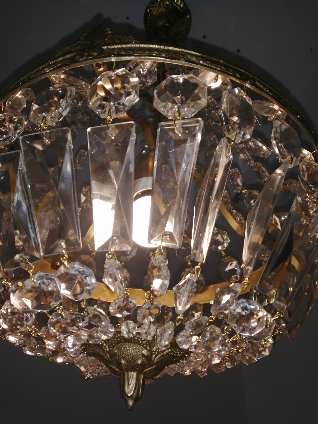 Balloon chandelier in bronze and crystal