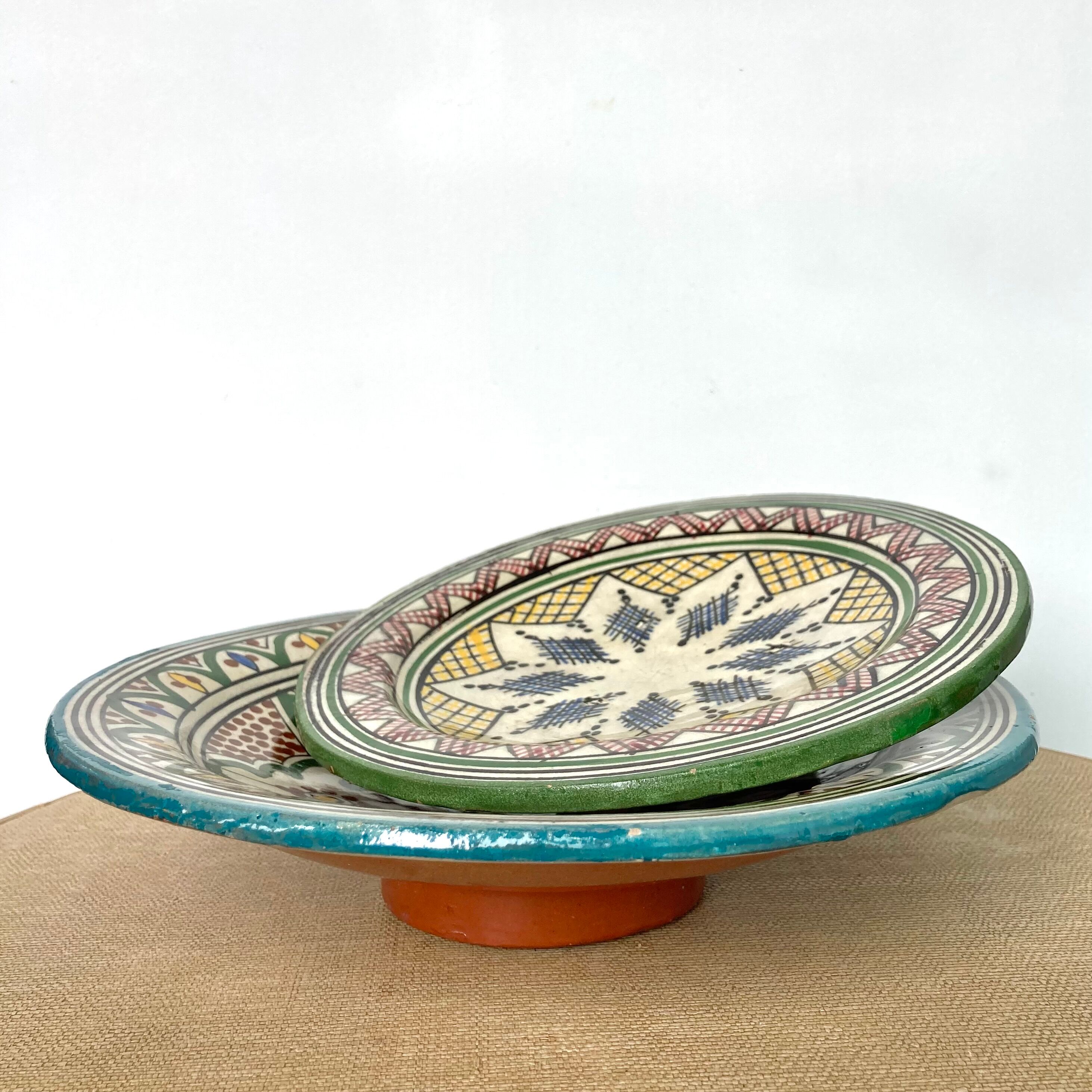 Vintage Safi ceramic cutting dish in Morocco