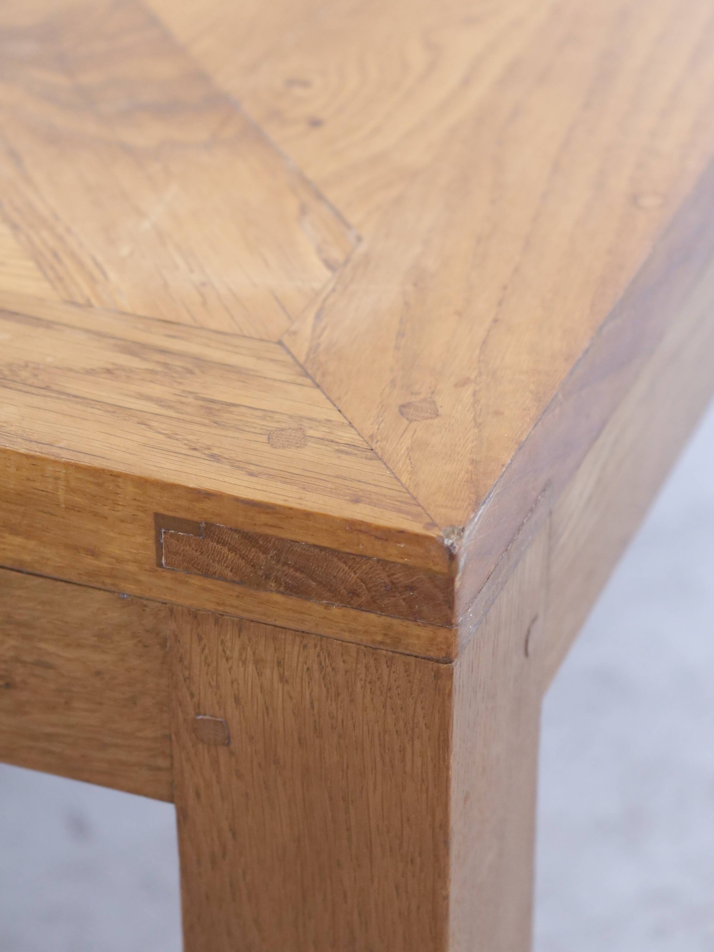 solid oak coffee table Aremberg parquet pattern from the 19th century