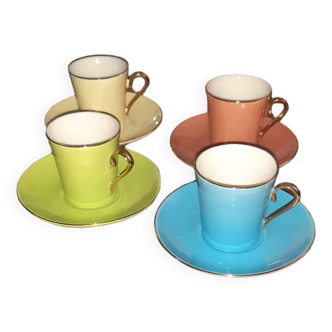 4 tasses à café & soucoupes