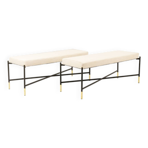Paire de banquettes blanches,