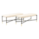 Pair of white benches, in lacquered and gilded metal. 2000s.