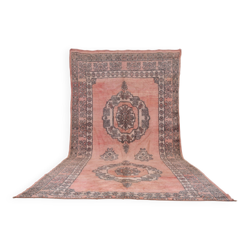Tapis berbère en laine vintage marocain rose grand 212 x 394 cm, tapis fait main