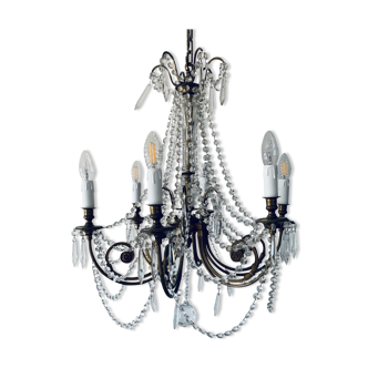 Chandelier with crystal and bronze tassels