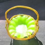 Empty pocket basket in green opaline (uranium/uraline)
