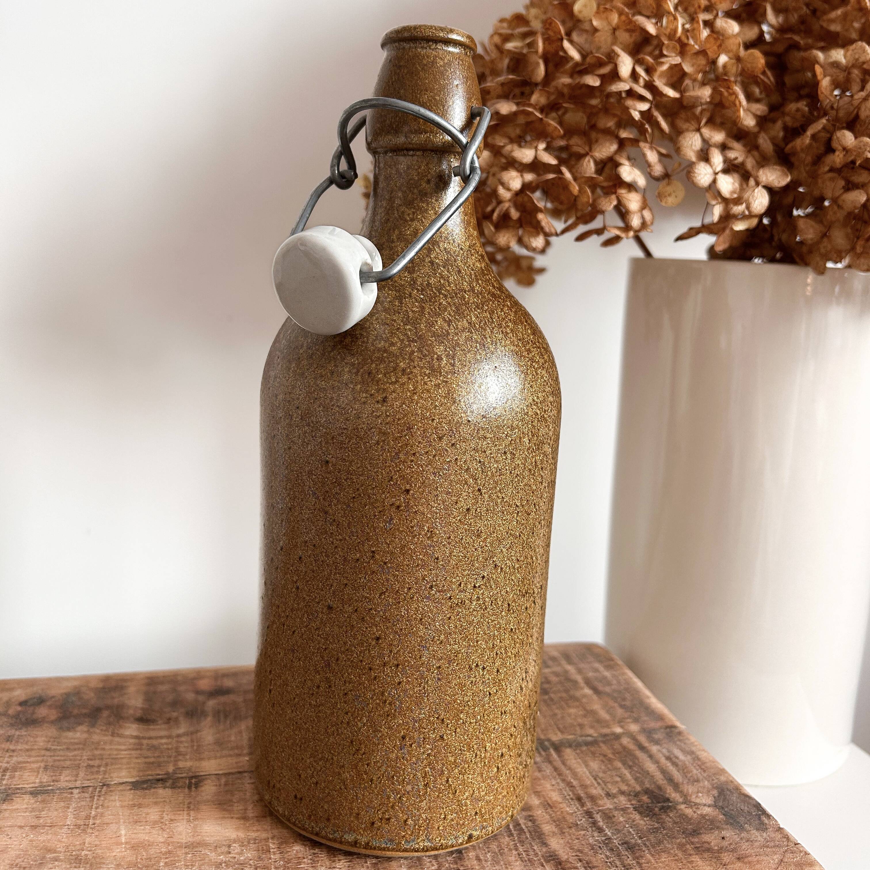 Brown stoneware bottle