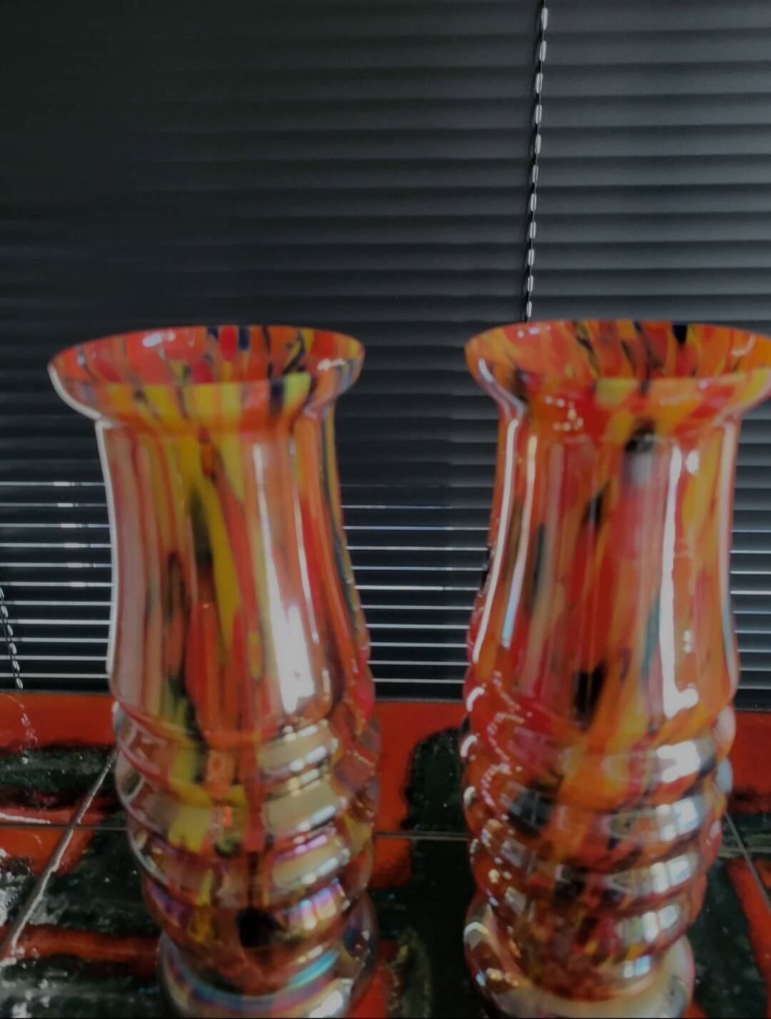 Vases Art déco en verre irisé de Bohême