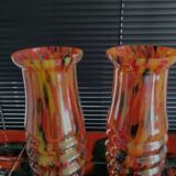 Vases Art déco en verre irisé de Bohême