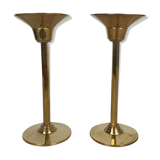 Pair of vintage golden brass candle holders