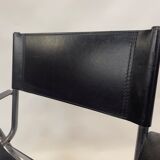 Vintage chair in saddle leather black steel 1970s