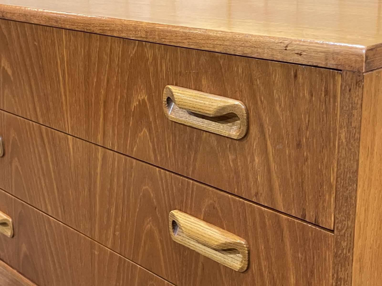 Low 3-drawer chest of drawers from the GPlan brand in teak from the 70s