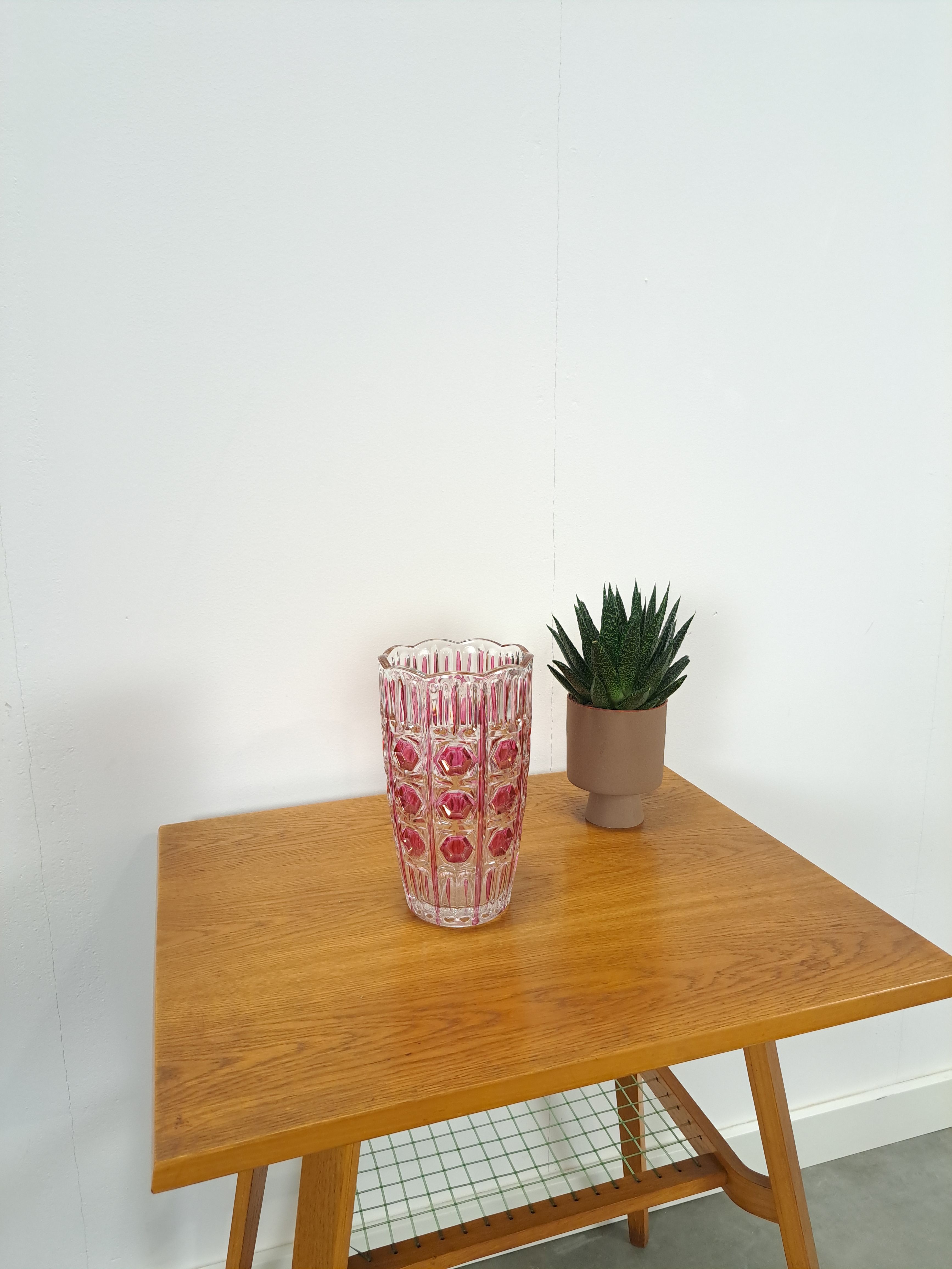 Vintage Vintage Pink Glass Vase Italy, Flower Vase