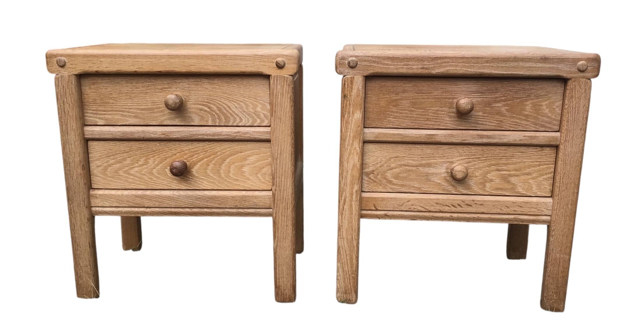 Pair of solid oak bedside tables circa 70-80