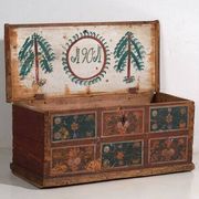 Antique storage trunk with floral decoration (circa 1895) #102