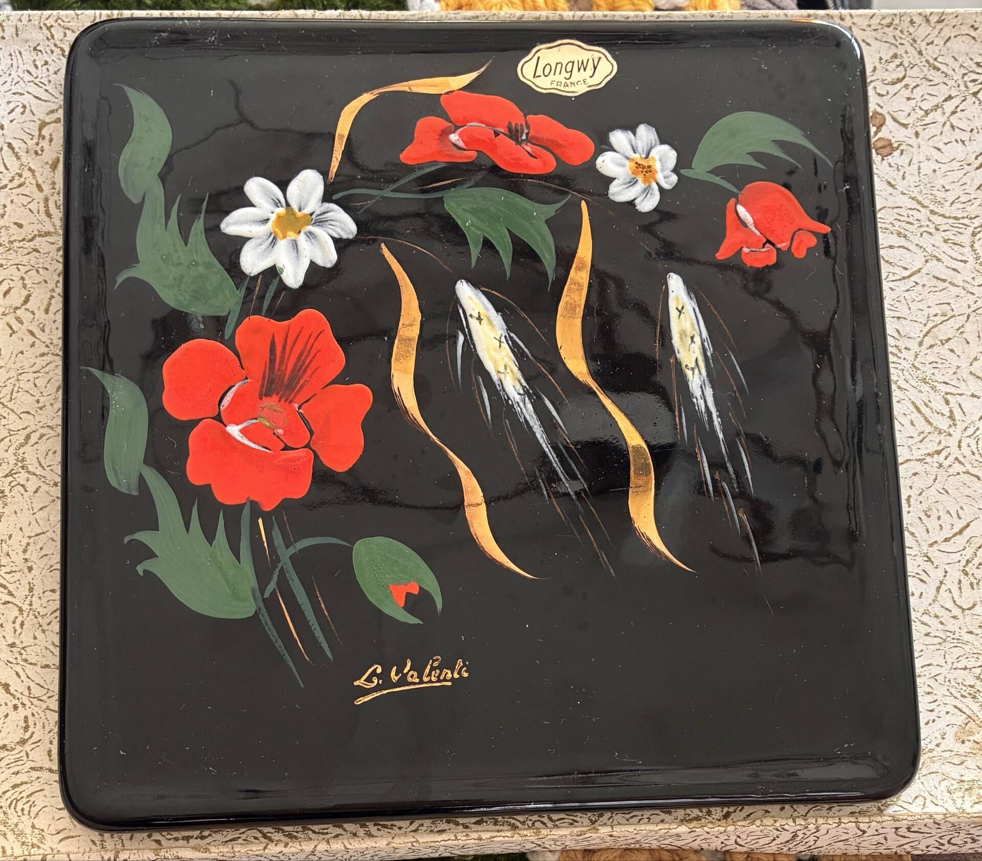 Vintage Table Set Enamels of Longwy – L. Valenti (Original Box)