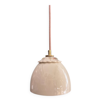 Beige ceramic lamp and decorative bowl