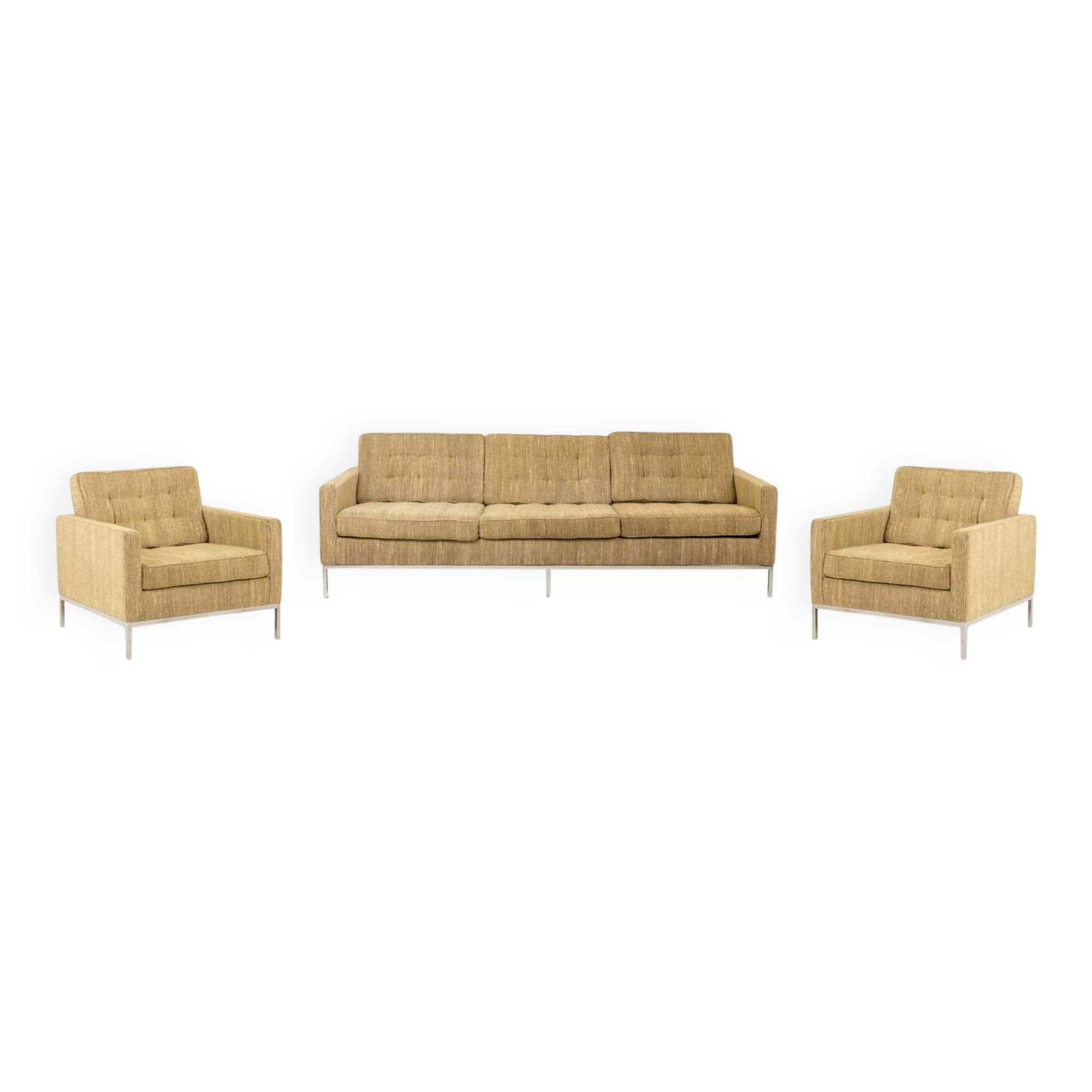 Florence Knoll, pour Knoll. Canapé et paire de fauteuils. Années 1960-70.