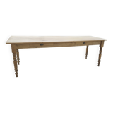 Table de drapier en chêne massif doré 230x73cm deux tiroirs
