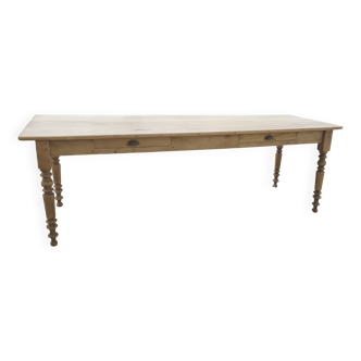 Table de drapier en chêne massif doré 230x73cm deux tiroirs