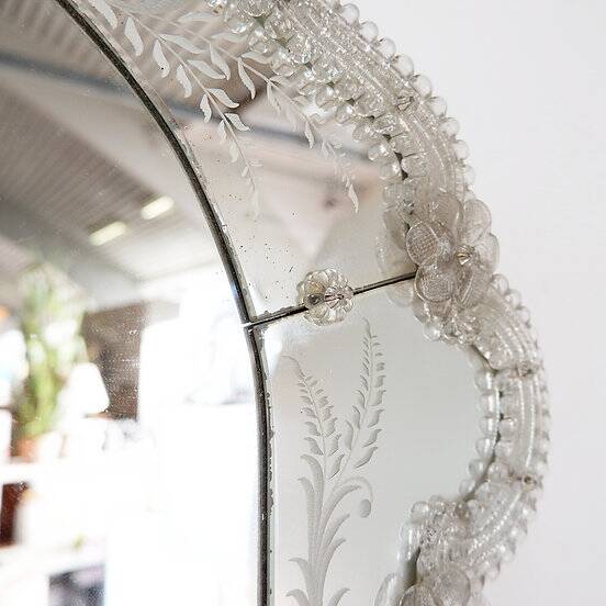 Italian Venetian Murano Floral Wall Mirror