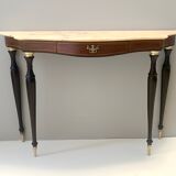 Canaletto Walnut and Beech Console with a Marble Top attr. to Paolo Buffa