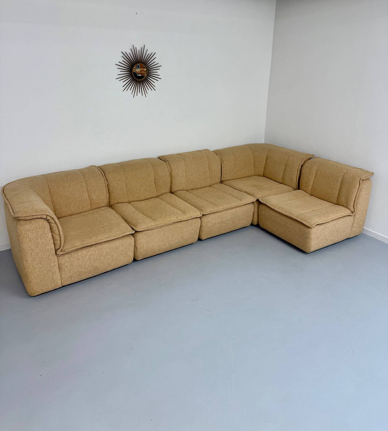 Modular sofa in beige fabric, 70s, 5 elements