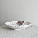 Large white twisted ceramic basket
