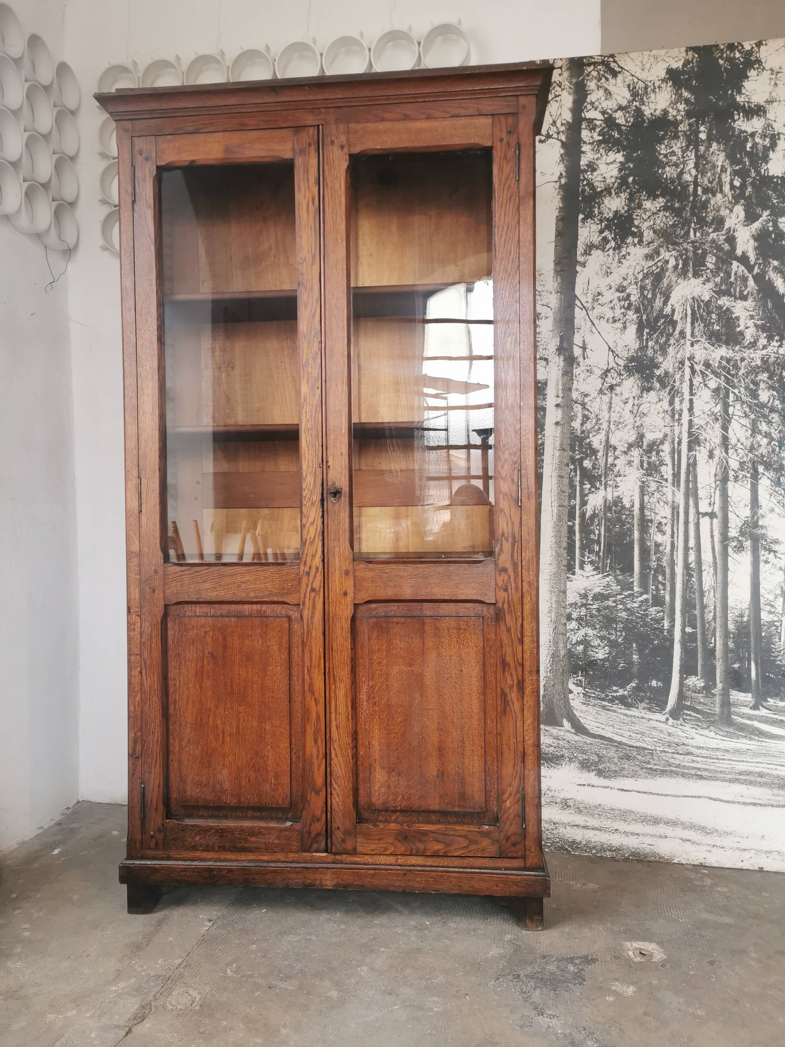Display cabinet, oak bookcase from the 20s