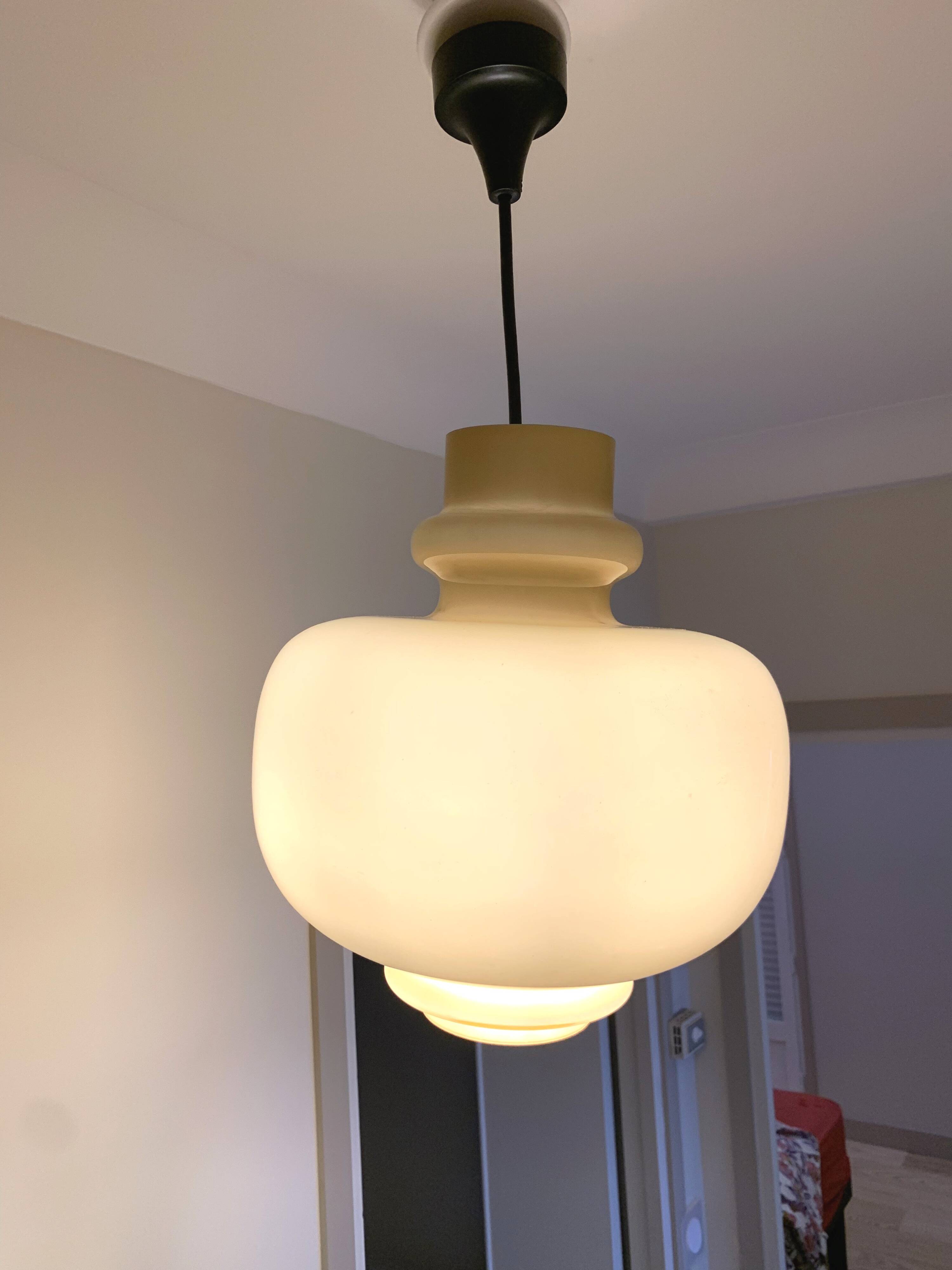 Oplight 75 pendant light vintage lamp in beige opaline by Hans-Agne Jakobsson