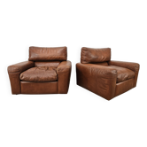 Osaka brown leather armchairs by Moroso, 1980