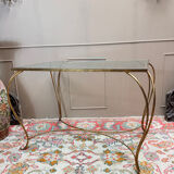 Golden wrought iron console table circa 1950
