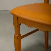 Chaises de salle à manger style Razorblade par Henning Kjærnulf en chêne et cuir, Danemark