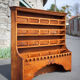 Vintage wood cabinet, high shelf, kitchen storage, countryside