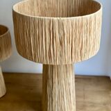 Minimalist raffia bedside table lamp