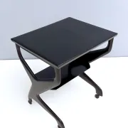 Vintage Black Ebonized Beech Serving Cart in the Style of Ico Parisi, Italy