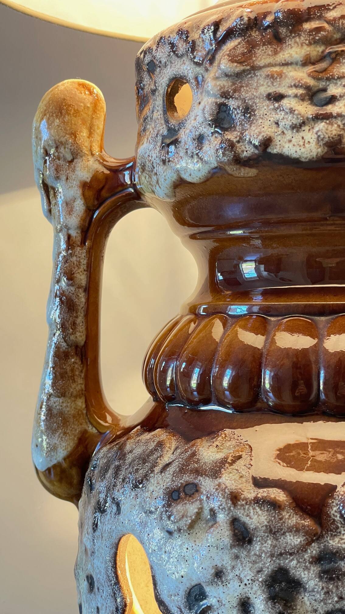 Lamp ceramic fat lava double lighting 70s