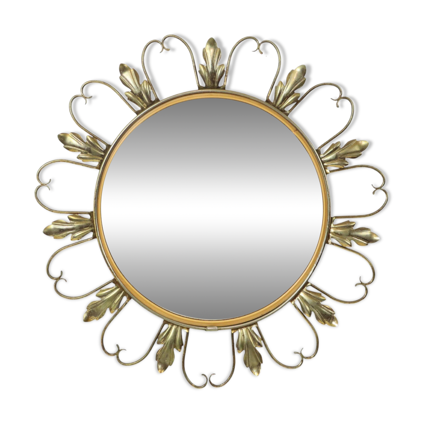 Vintage Fish Eye Convex Mirror Sunburst Witch Mirror Deknudt 46cm