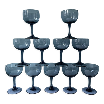 Series of 11 stemmed glasses, 1950