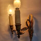 Pair of wall sconces candle holders in Empire style in bronze