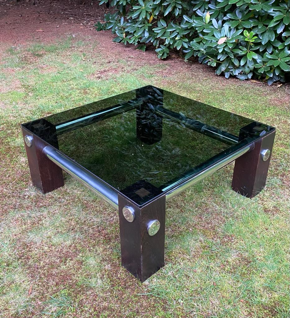 Wengé and Smoked Glass Coffee Table By Martin Visser For Spectrum Ca. 1970s